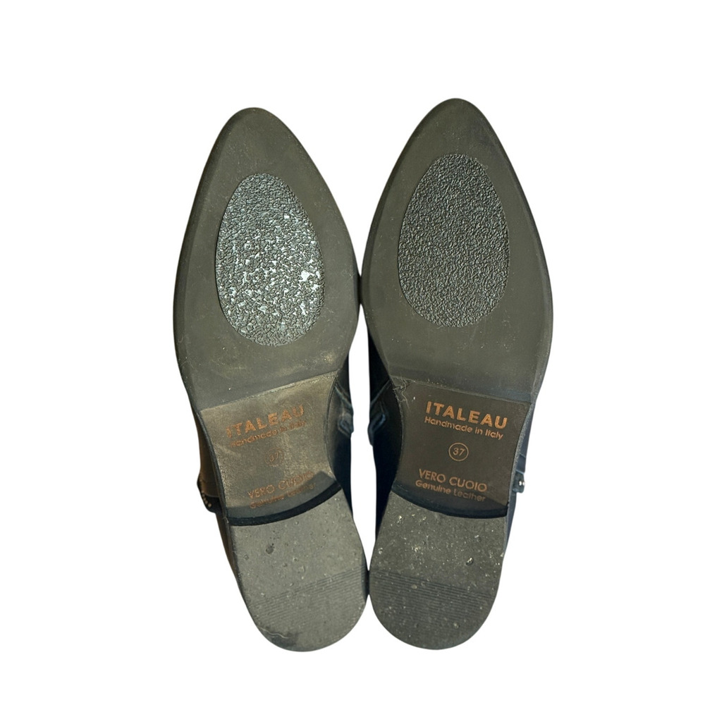 Anthropologie x Italeau 6.5 Studded Leather Ankle Boots $399 Black Made in Italy - Picture 9 of 10